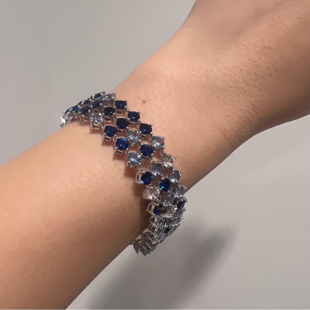 NEW Blue Topaz, Sapphire Statement Cocktail Bracelet